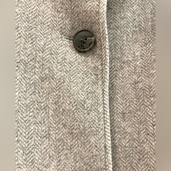 Ralph Lauren Gray Herringbone Wool Coat with Brown Strap Size 14 NWOT - Picture 4 of 7